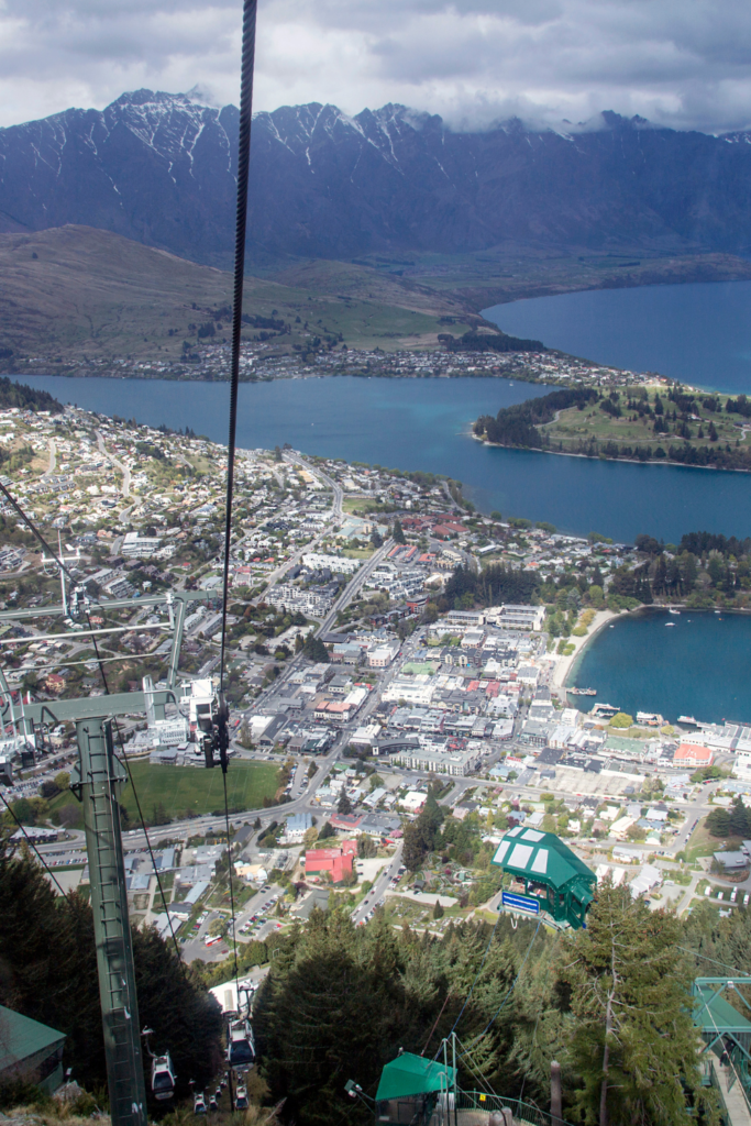 Skyline Queenstown – Queenstown, New Zealand Overlook Lake Wakatipu and the Remarkables mountain range from the Skyline Gondola, the steepest cable car in the Southern Hemisphere.