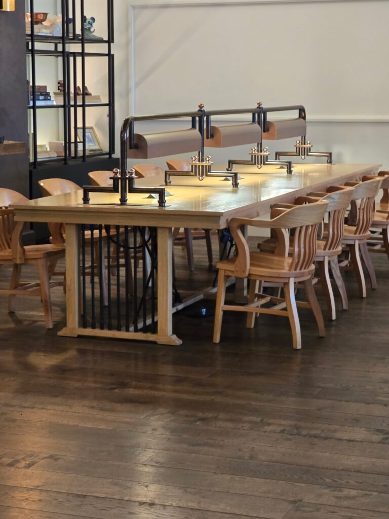 Boutique-style lobby inside the Surety Hotel in downtown Des Moines