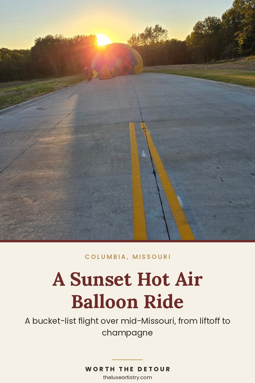 A Sunset Hot Air Balloon Ride in Columbia, Missouri - Pinterest pin