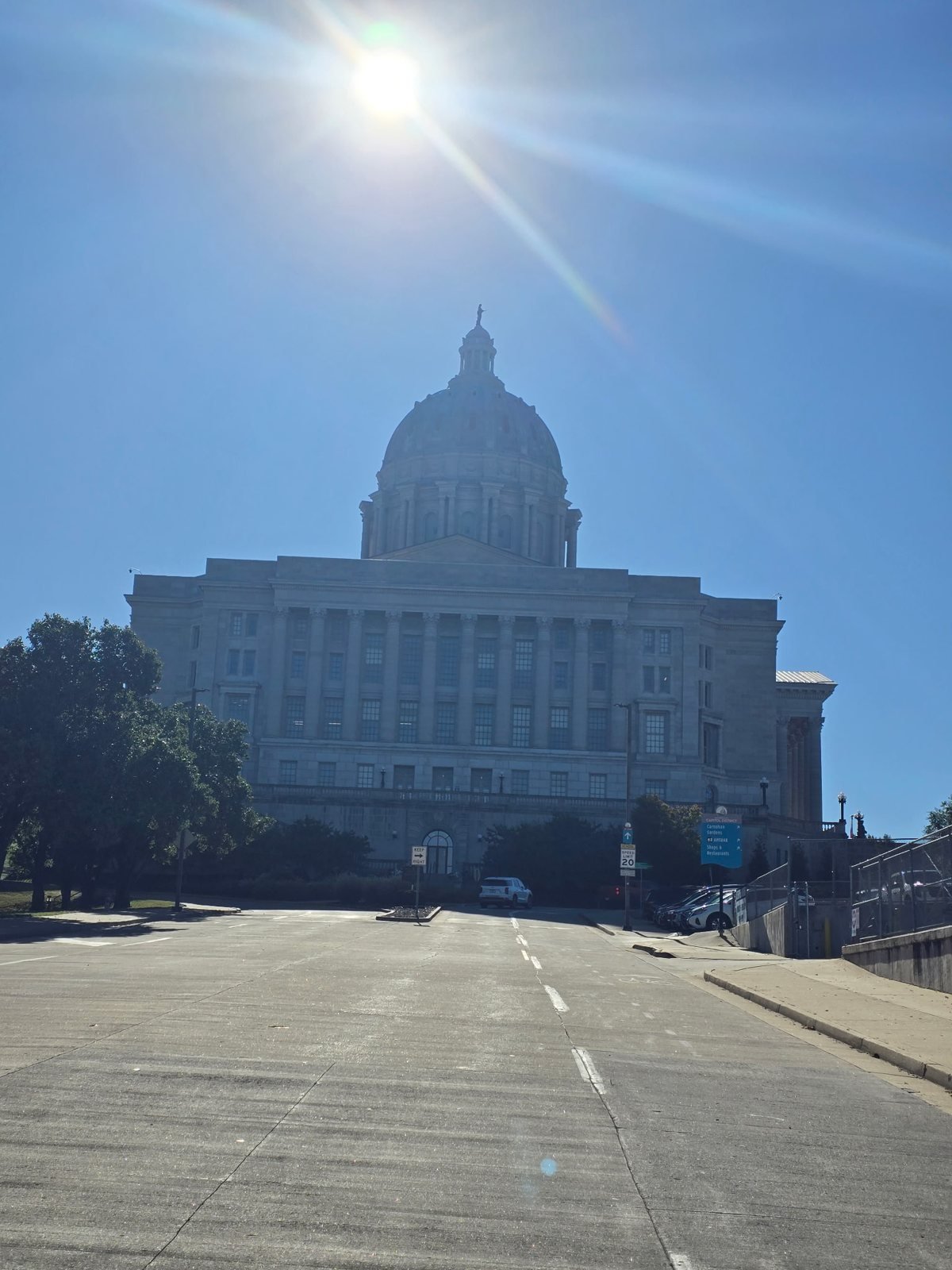 The Missouri State Capitol dome on a sunny fall morning in Jefferson City