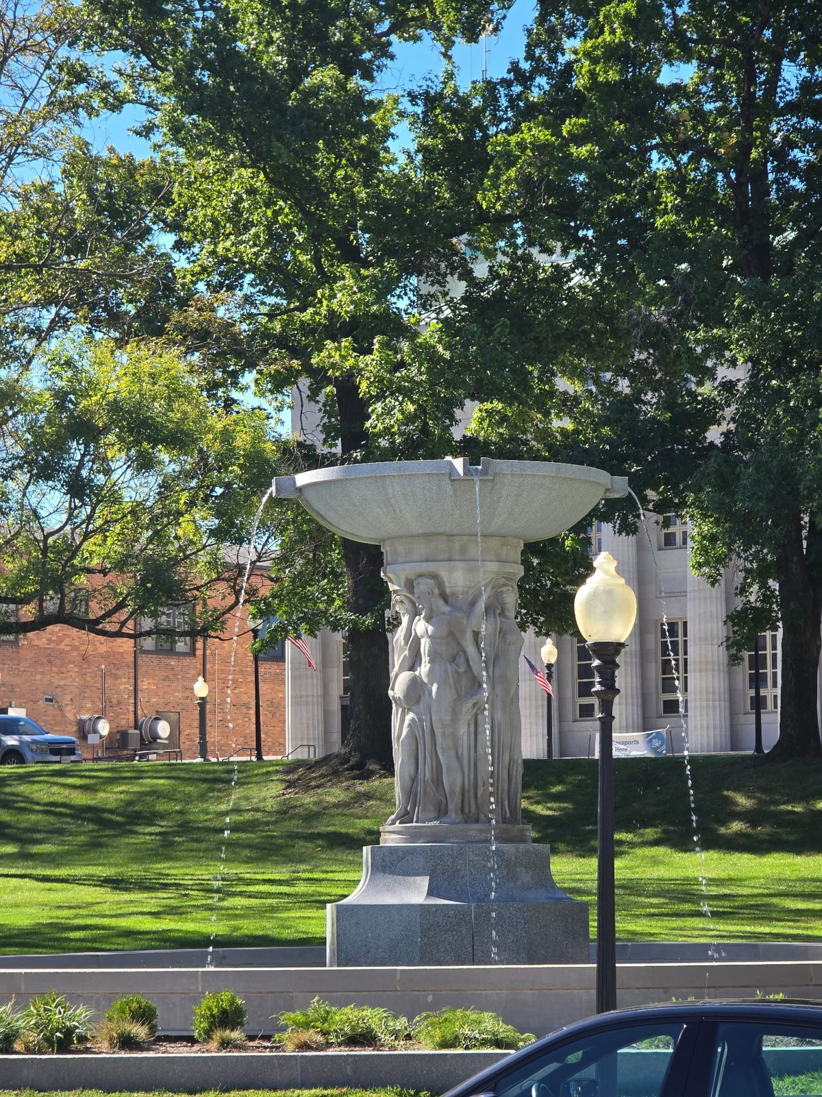 Stone fountain on the Missouri Capitol grounds