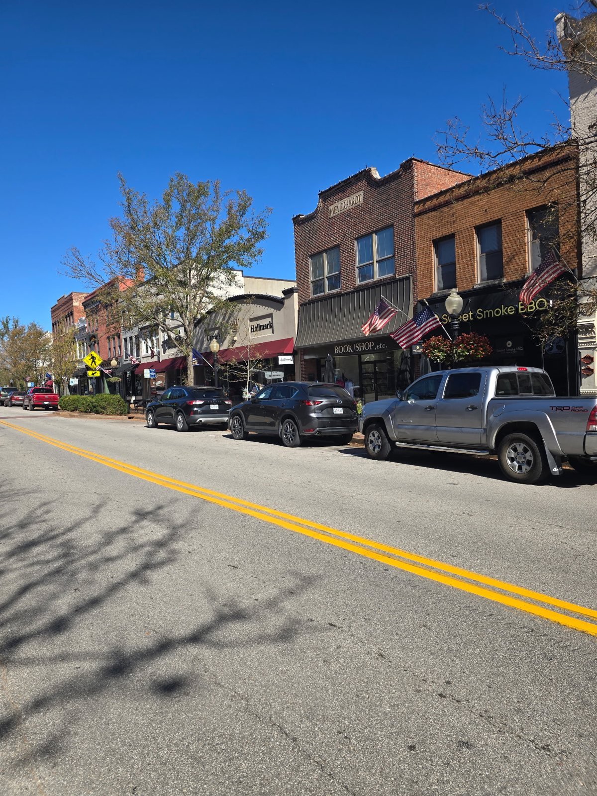 Historic brick storefronts along High Street in downtown Jefferson City