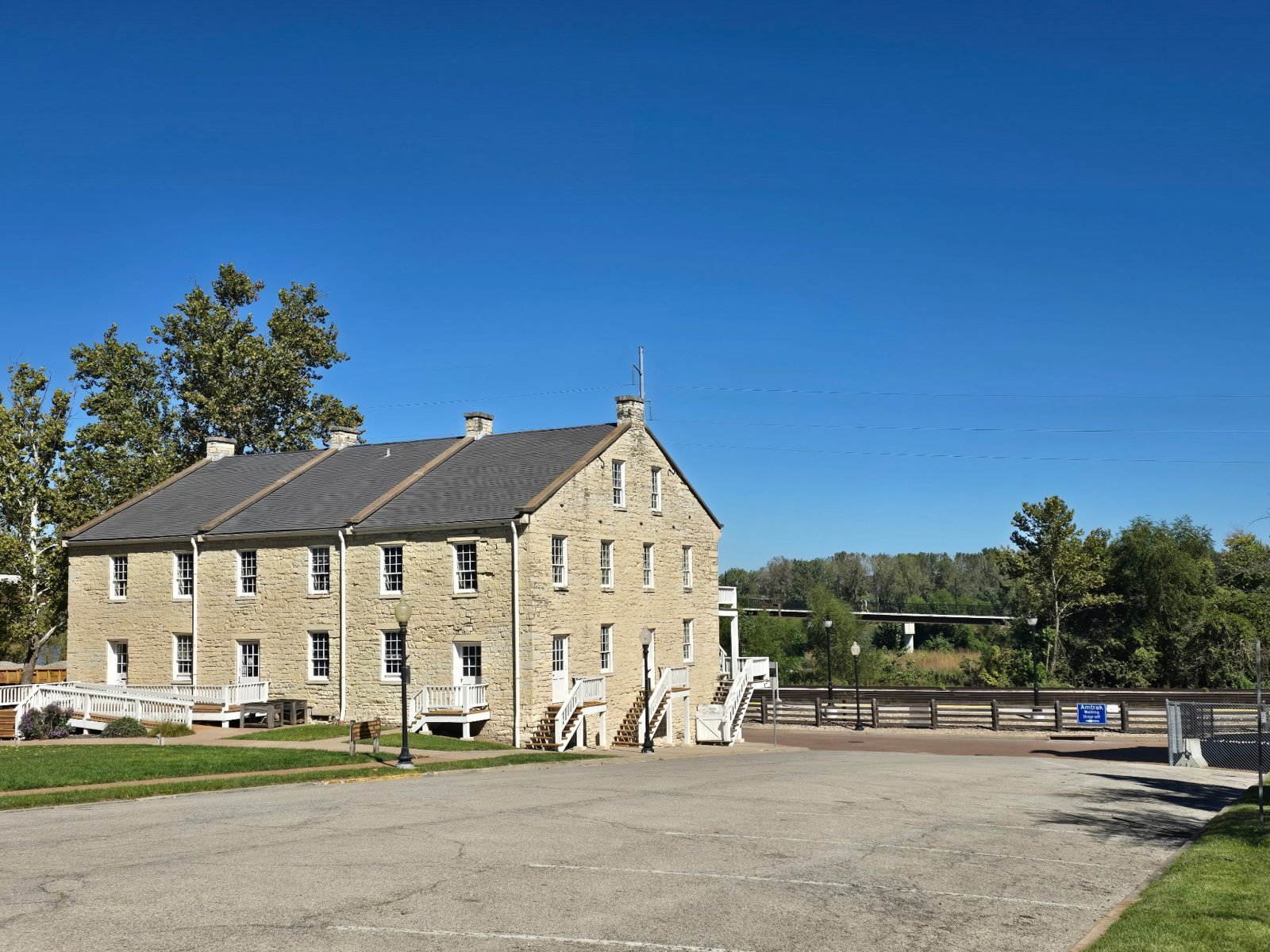 The historic stone Lohman Building at Jefferson Landing State Historic Site