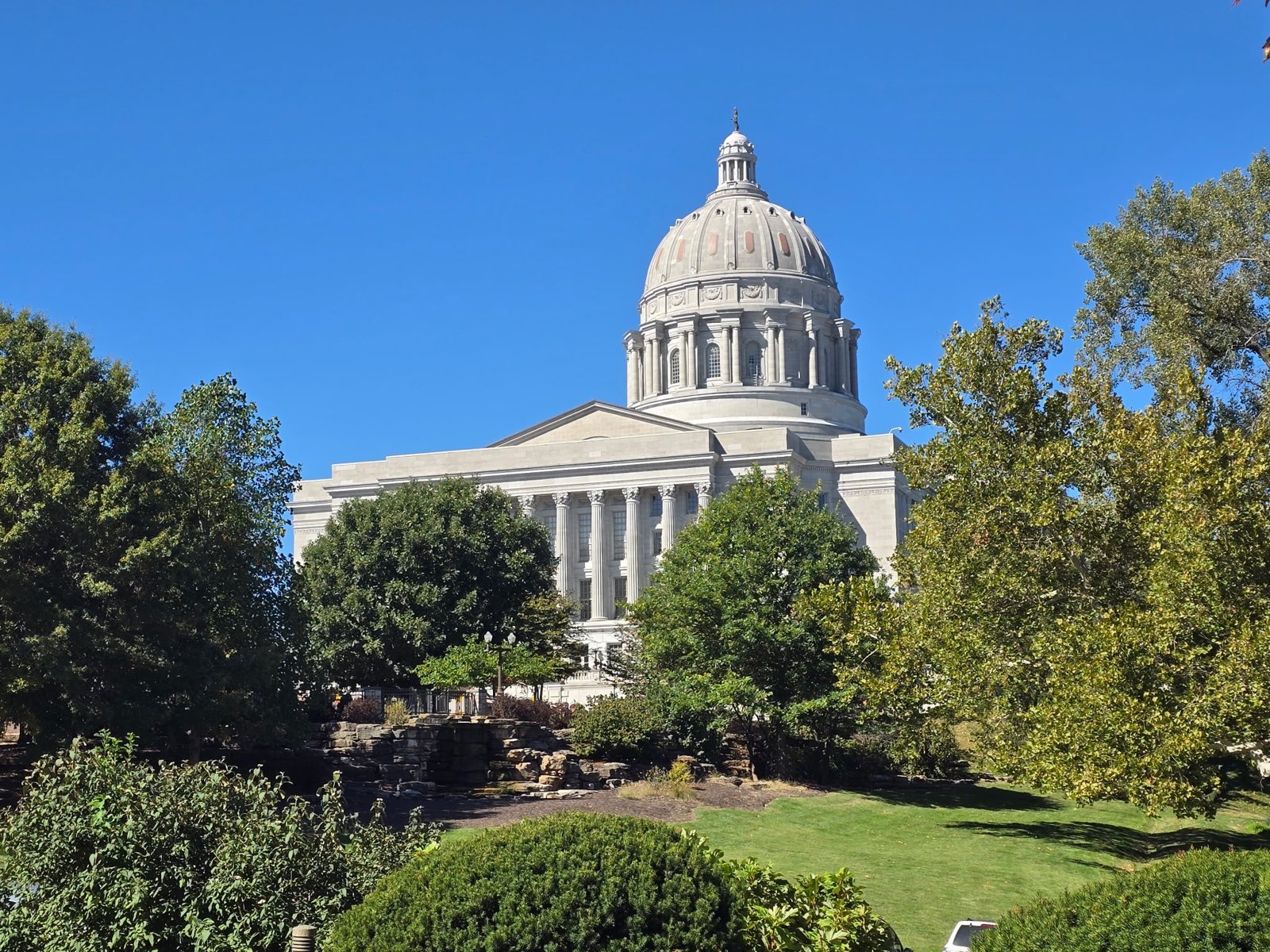 View of the Missouri State Capitol dome from Carnahan Memorial Garden